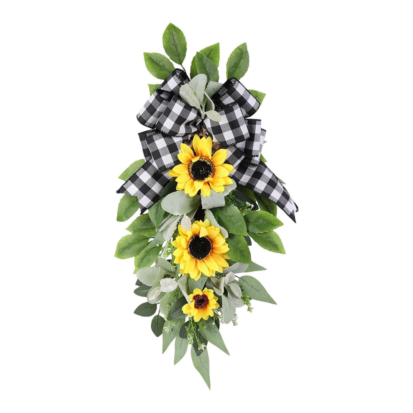 CYDZSRA Spring Teardrop Swag Wreath Unique Green Leaves Celebrating Floral Artistry For Seasonal Decor Fireplace Front Door Artificial Spring Wreaths Door