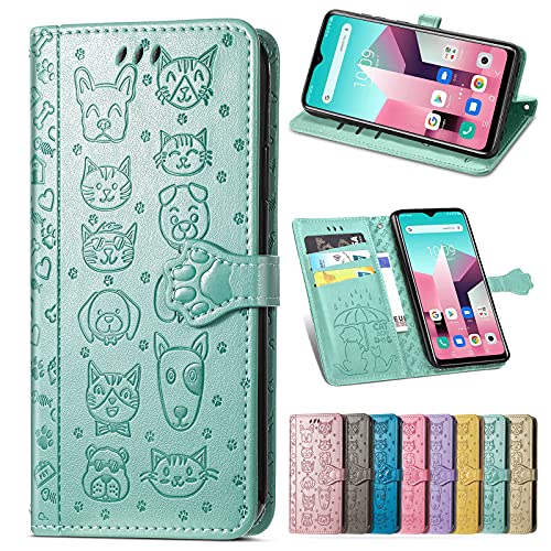 Abbeen Case for Samsung Galaxy A8 Plus Leather Wallet Case, Fashion Pattern Design, Phone Case with Card Slot Holder, Phone Cover for Samsung Galaxy A8 Plus,Green