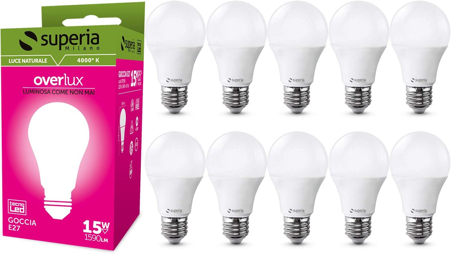 Goccia 15W E27 (Blanc Naturel 10 Pièces)