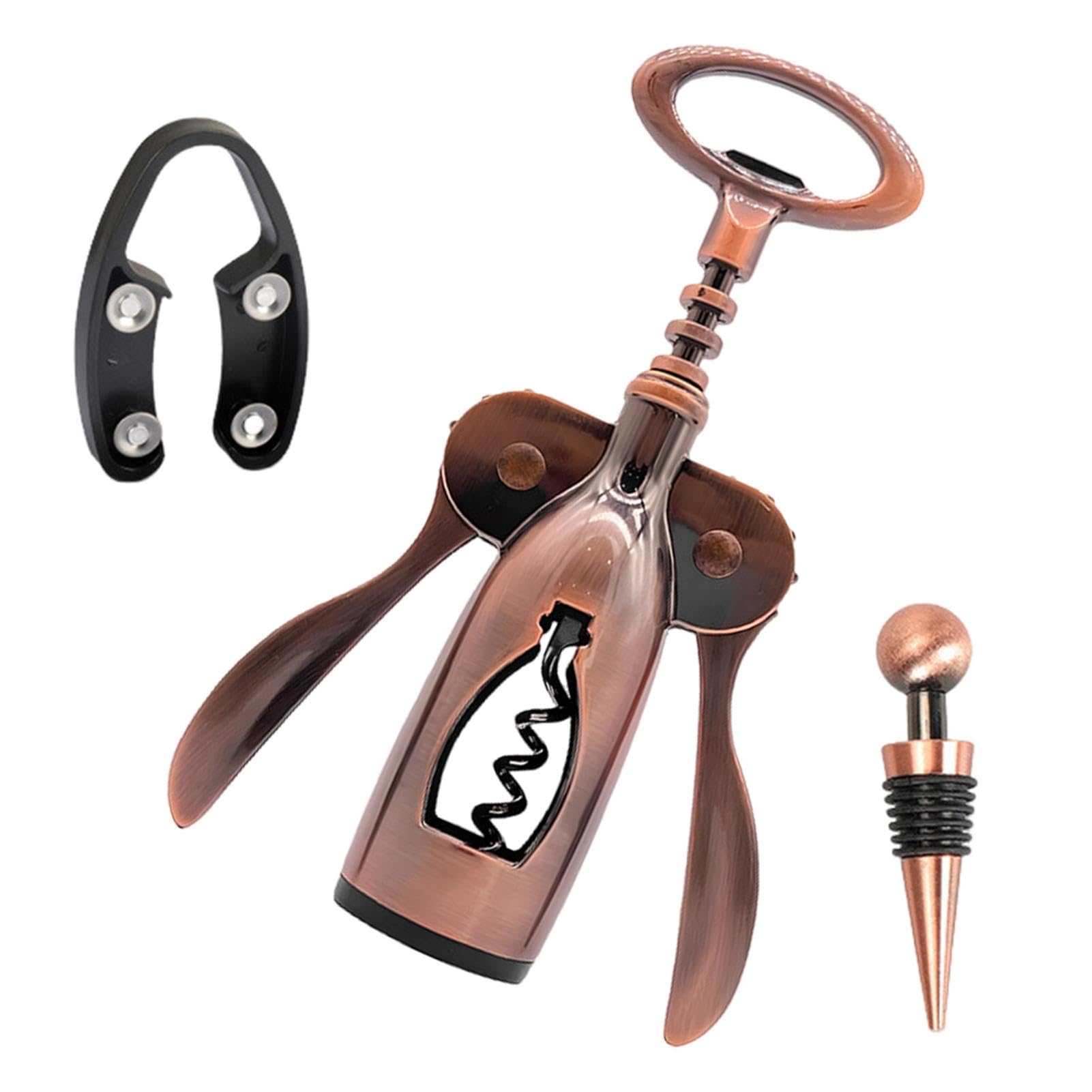 Abrebotellas de vino de diseño de 2 modelos – Sacacorchos de aleación de zinc, retire el tapón de cerveza | Juego de abridor de vino de sacacorchos de servidor profesional, sacacorchos multifuncional