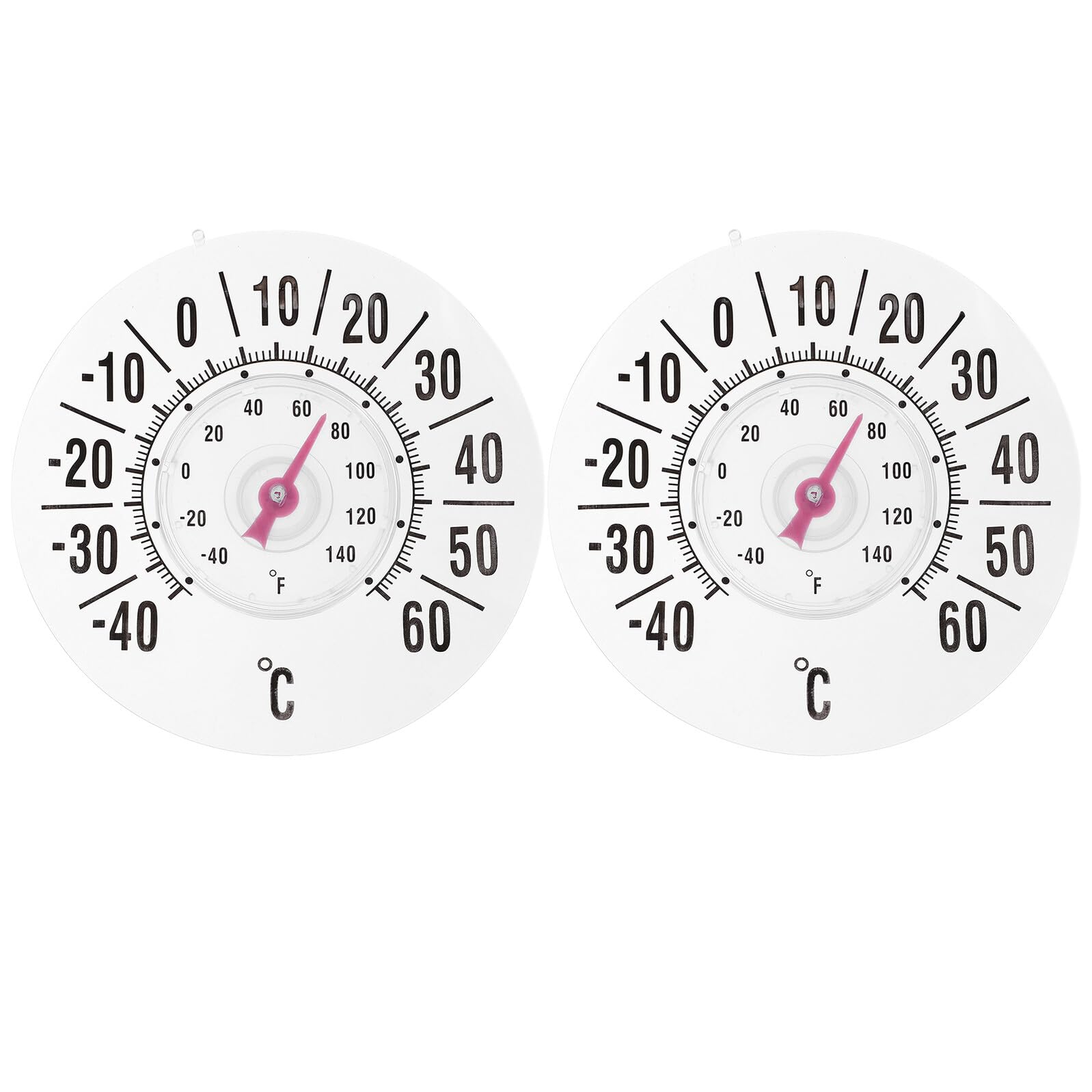 TOYANDONA 2 Termometri a Ventosa per Finestra 18 Cm – Termometro Analogico per Interni ed Esterni, Misuratore Temperatura Portatile per Casa, Giardino e Camerette