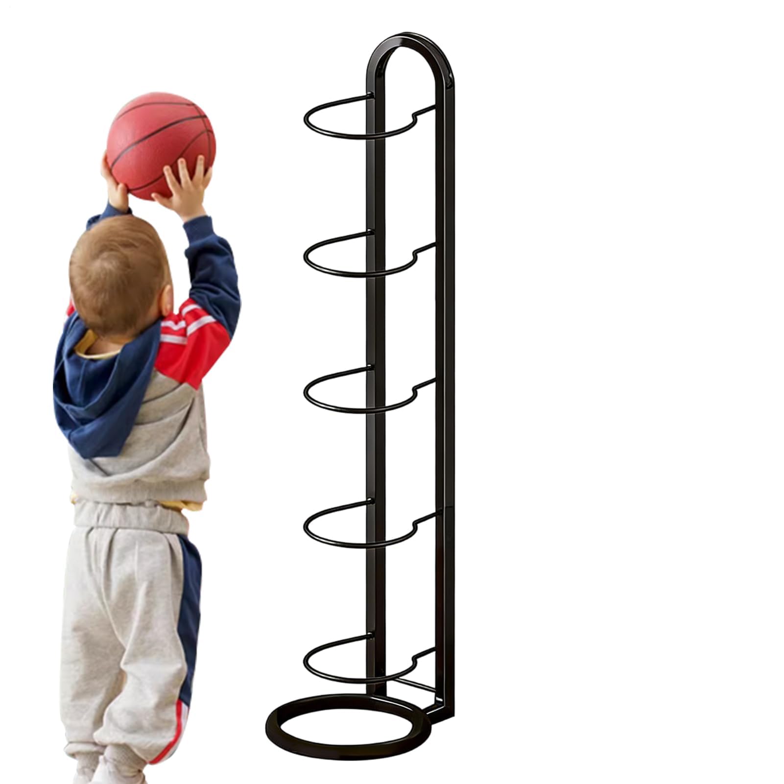 Basketballballständer – Sportballhalter für 5 Bälle – Nizer für Volleyball, Basketball, Fußball – Indoor/Outdoor Gym, Ga Sto Solut