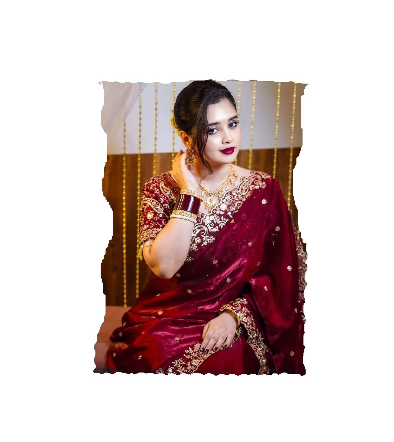 Women's Jimmii chu Satin Embroidered Saree Mango Saree-XYZ-picture-52