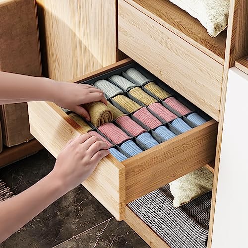 Joyoldelf Drawer Organiser, Set of 4 Foldable Sock Organisers, Wardrobe Storage Organiser with 24 Cells - Image 4