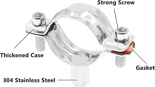 Vista 3 de 304 - Soporte de tubo de acero inoxidable 304, soporte de correa de tubo resistente, colgador de tubo de anillo dividido duradero, 4 soportes