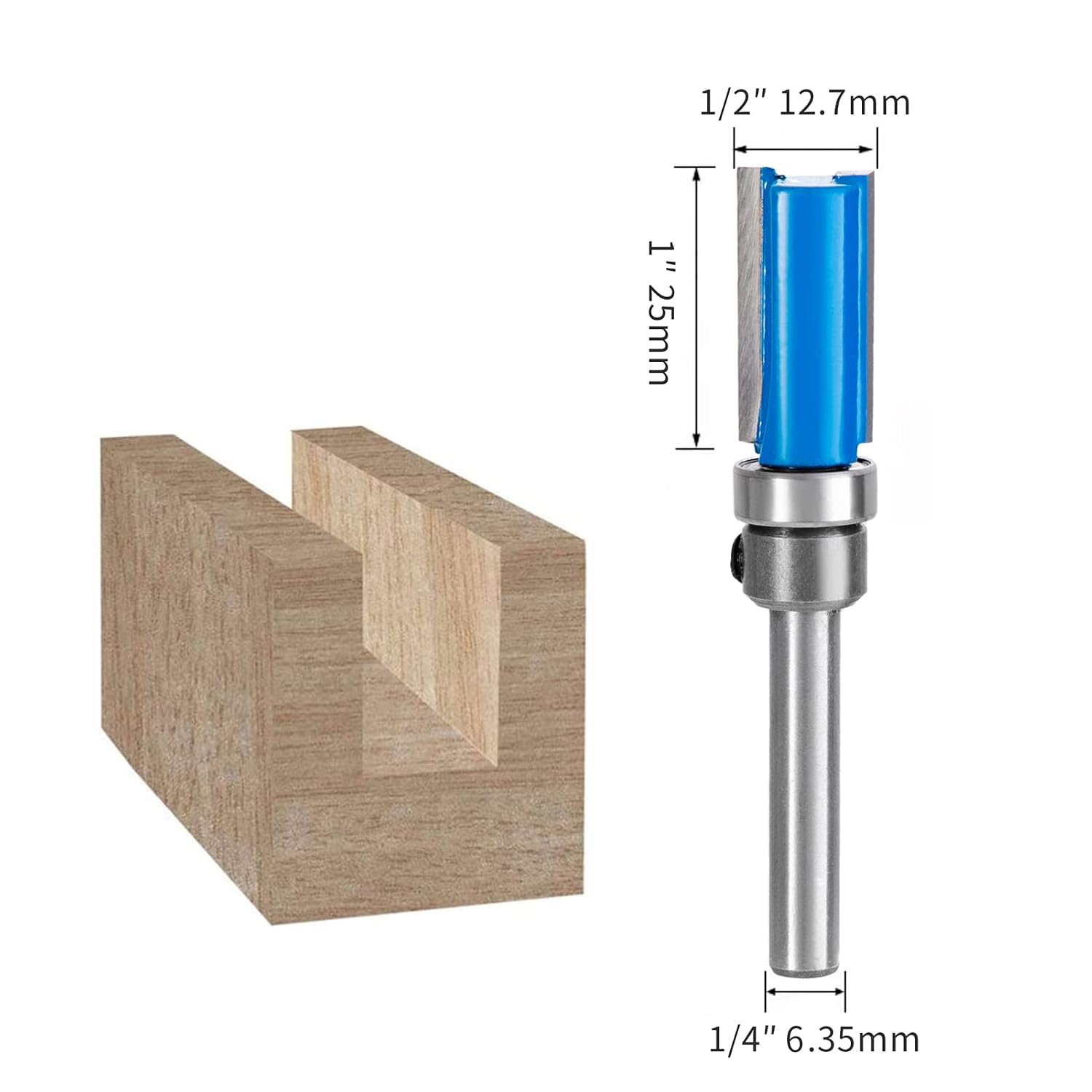 HPMAISON 4PCS 1/4 Inch Shank Flush Trim Pattern Template Router Bit Set Wood Top Bearing Milling Cutting Tool 13 13 20 25mm - Image 5