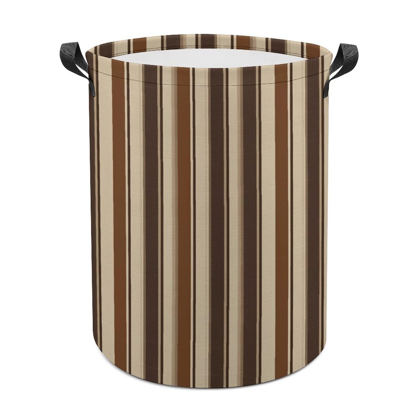 Brown Stripe Laundry Basket Freestanding Waterproof Laundry Hamper Collapsible Tall Clothes Hamper with Reinforced Handles Waterproof Laundry Bag for Dorm Bathroom Home 44x35cm