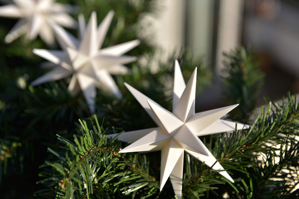 Catena luminosa a LED 3D con 3 stelle, diametro 12 cm, a batteria a stella di Natale, per interni, piccola stella, in plastica, decorazione per interni (3 catene bianche)