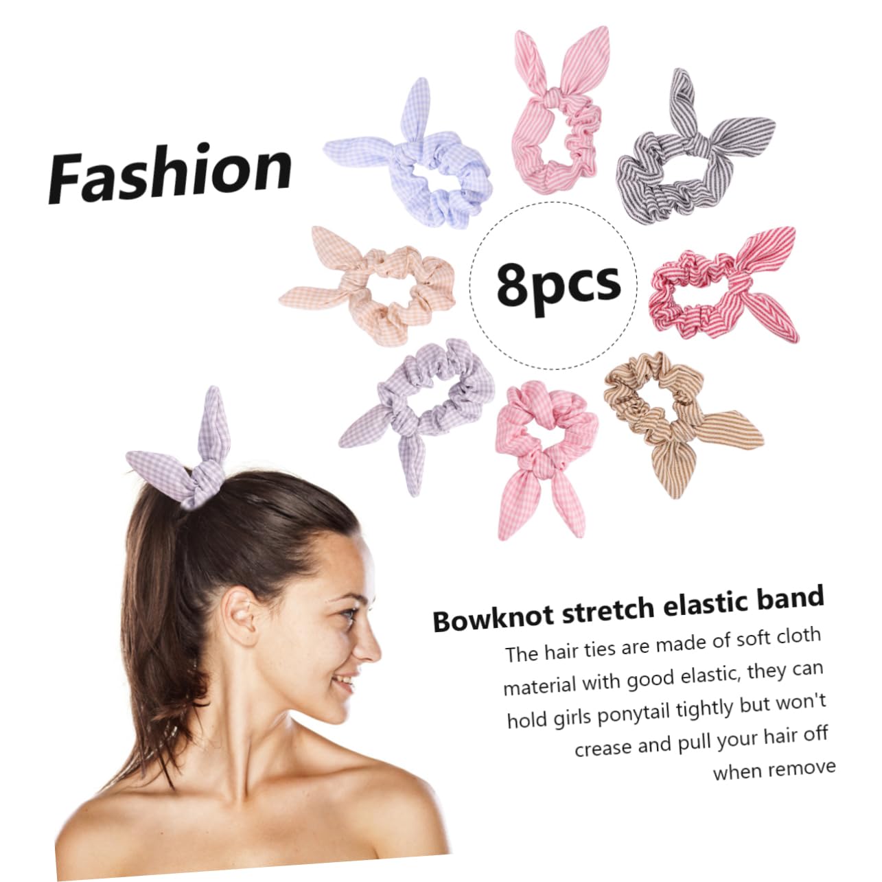 Beavorty 24piezas Gomillas Elásticas Orejas De Conejo y Lazo Para Niñas y Mujeres Accesorios Coloridos Para Peinados y Pulseras Para Fiestas y Uso Diario