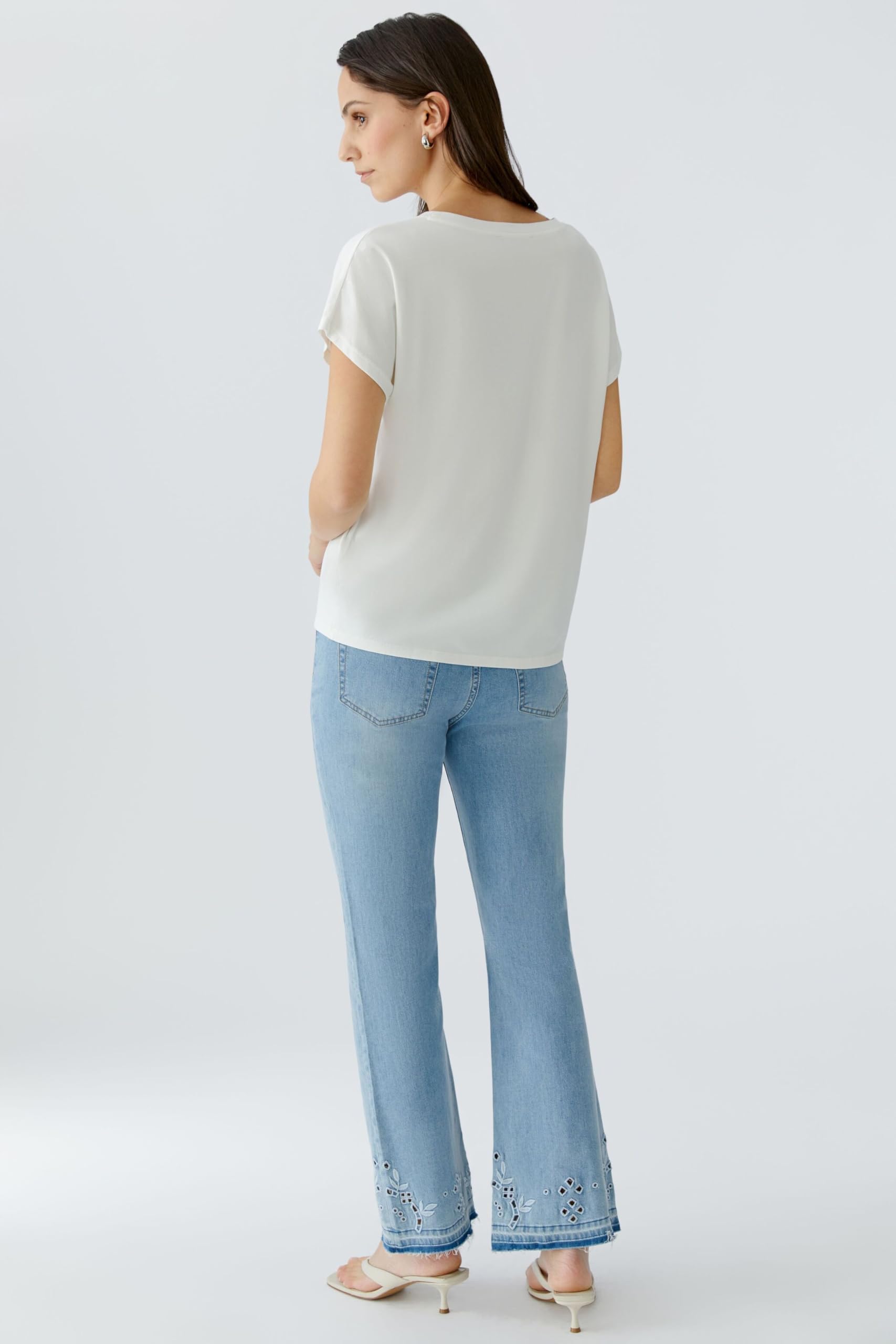Oui Damen T-Shirt lässig geschnitten Platziertes Motiv