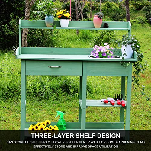 Potting Bench Garden Table Outdoor Garden Work Station with Removable