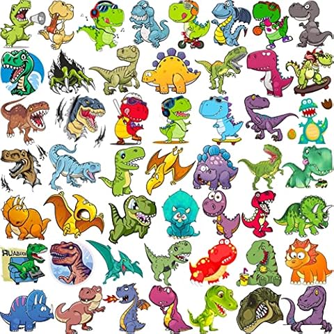 Moheer 50 PCS Dinosaur Tempoary Tattoos For Kids Boys Girls Tattoo Temporary, T-Rex Dinosaur Fake Tattoos For Kids Boys Children's Day Birthday Gift, Temp Tattoos Sticker Party Favors Bag Fillers Cover