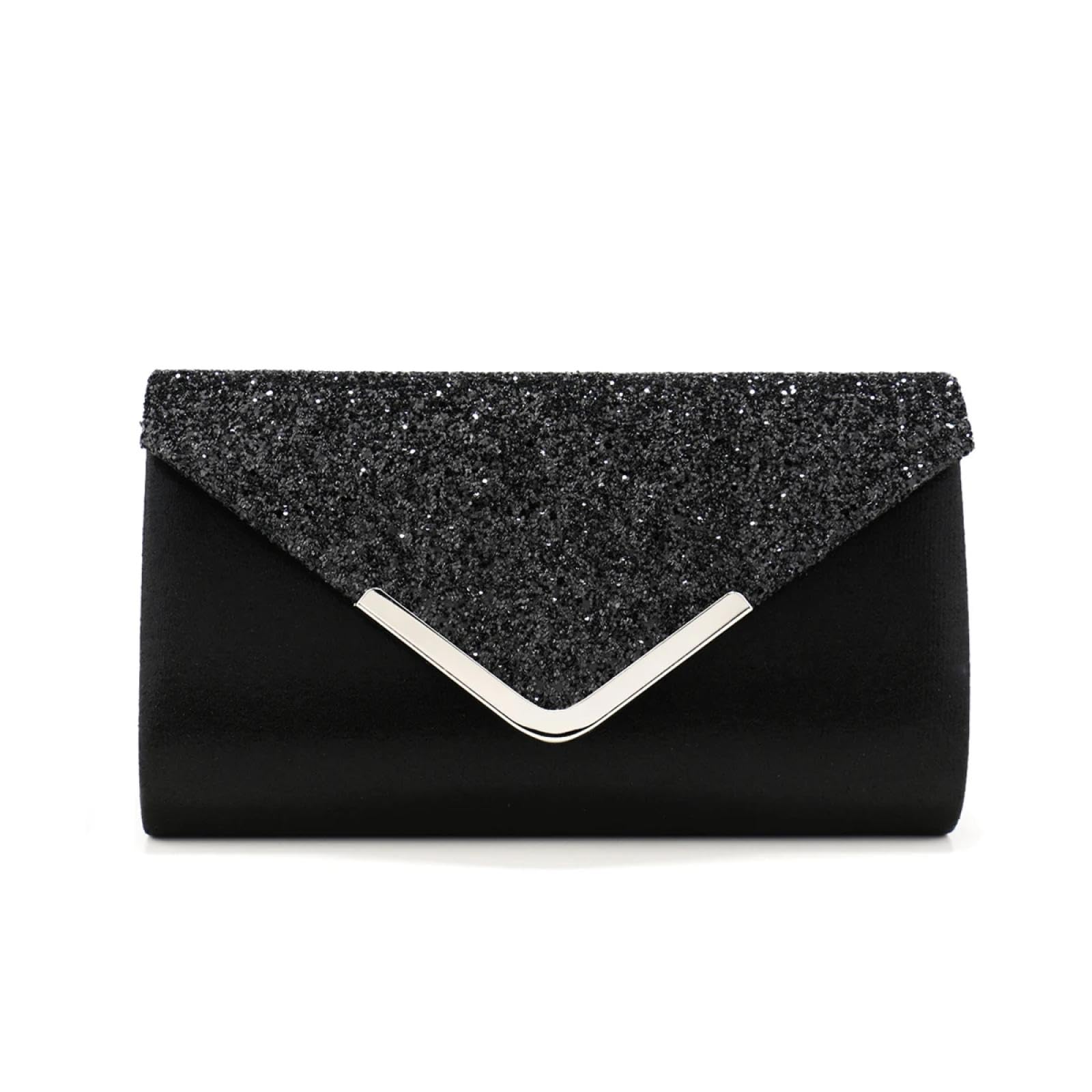 Abendtasche Damen Clutch Silber Clutch Taschen V Design Metall Kette Glitter Pailletten Abend Taschen Mit Umschlag Party Hochzeit Casual Lady Handtaschen Ym9334Black