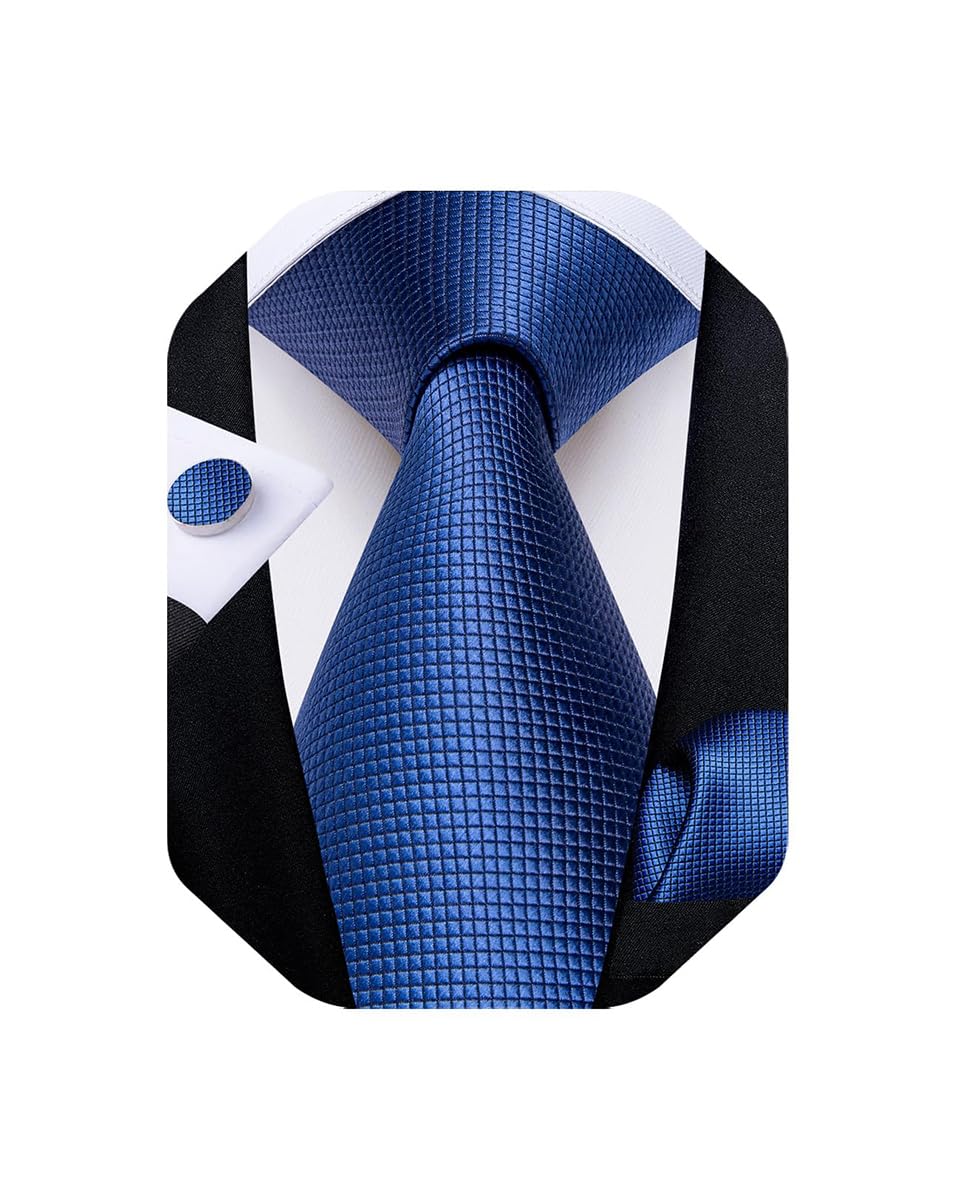 Mens Solid Color Tie and Pocket Square Set Woven Silk Plain Necktie & Handkerchief for Men Wedding Party Formal