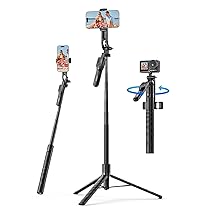 ORICO 175cm Treppiede per smartphone e Bastone Selfie, Maniglia Girevole À 360°+ Supporto Telefono, Treppiedi Estensibili in Alluminio Per iPhone, Android, Fotocamera, GoPro – SPM175