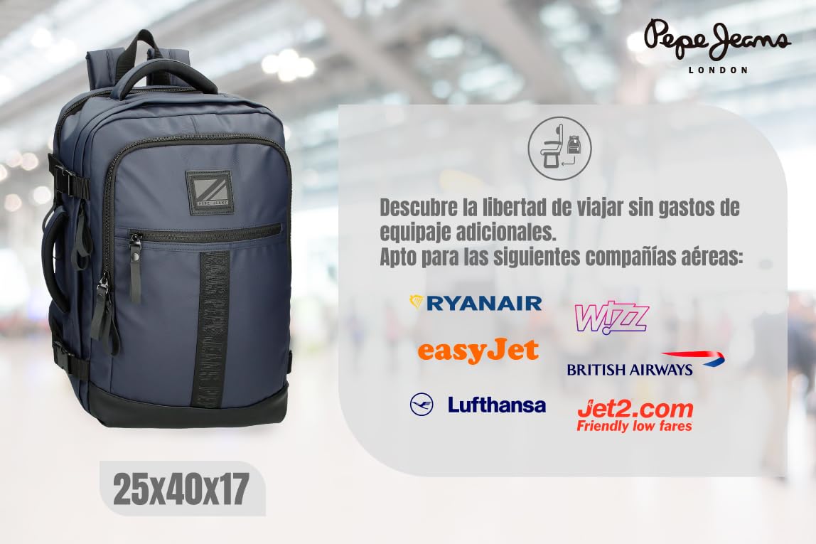Pepe Jeans Hoxton Mochila para Portátil, diferentes tamaños Negro y azul, Poliéster y PU