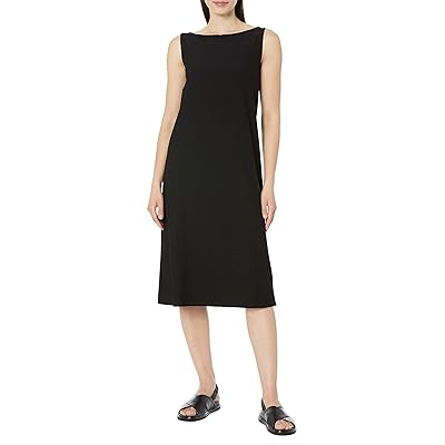 Eileen Fisher Bateau Neck Calf Length Dress Women