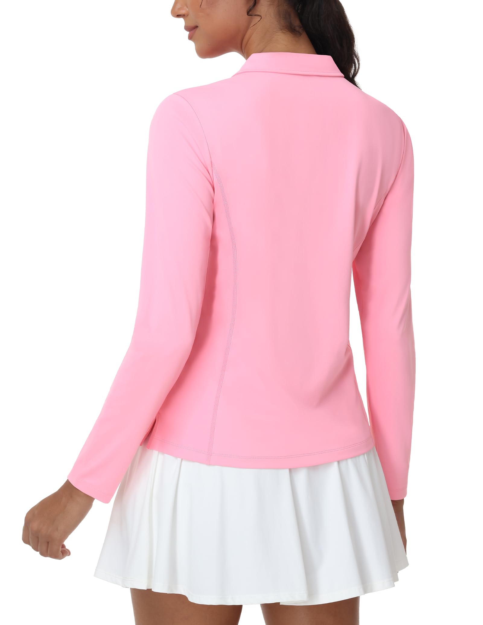 MIER Polo à manches longues pour femme - Séchage rapide - Col - Pour le travail de tennis athlétique - Protection solaire UPF 50+