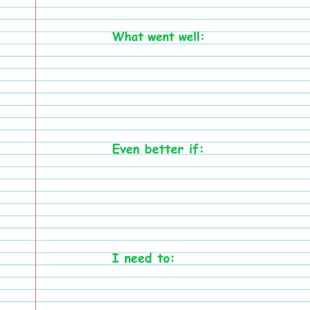 Even better if: / What went well: / I need to: Teacher Feedback Stamp. Self-inking, Reinkable. (Green)*