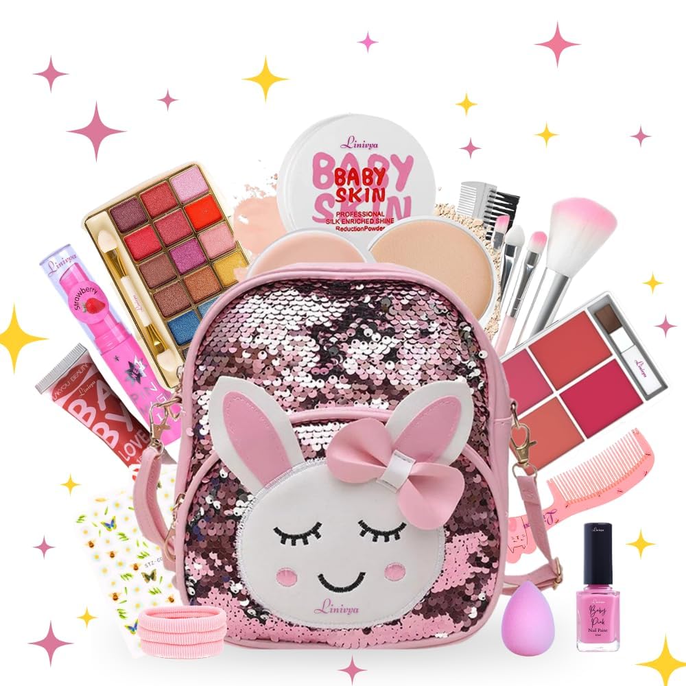 Kids Real Makeup Kit for Teens, Pre-teens & Girls with Sparkle Cute Bag - Real, Non Toxic, Washable Make Up Toy- Gift for 6 7 8 9 10 12 13 14 Years Old Girls Birthday Gifts (B0CPWD7Y3G) Amazon Price History, Amazon Price Tracker