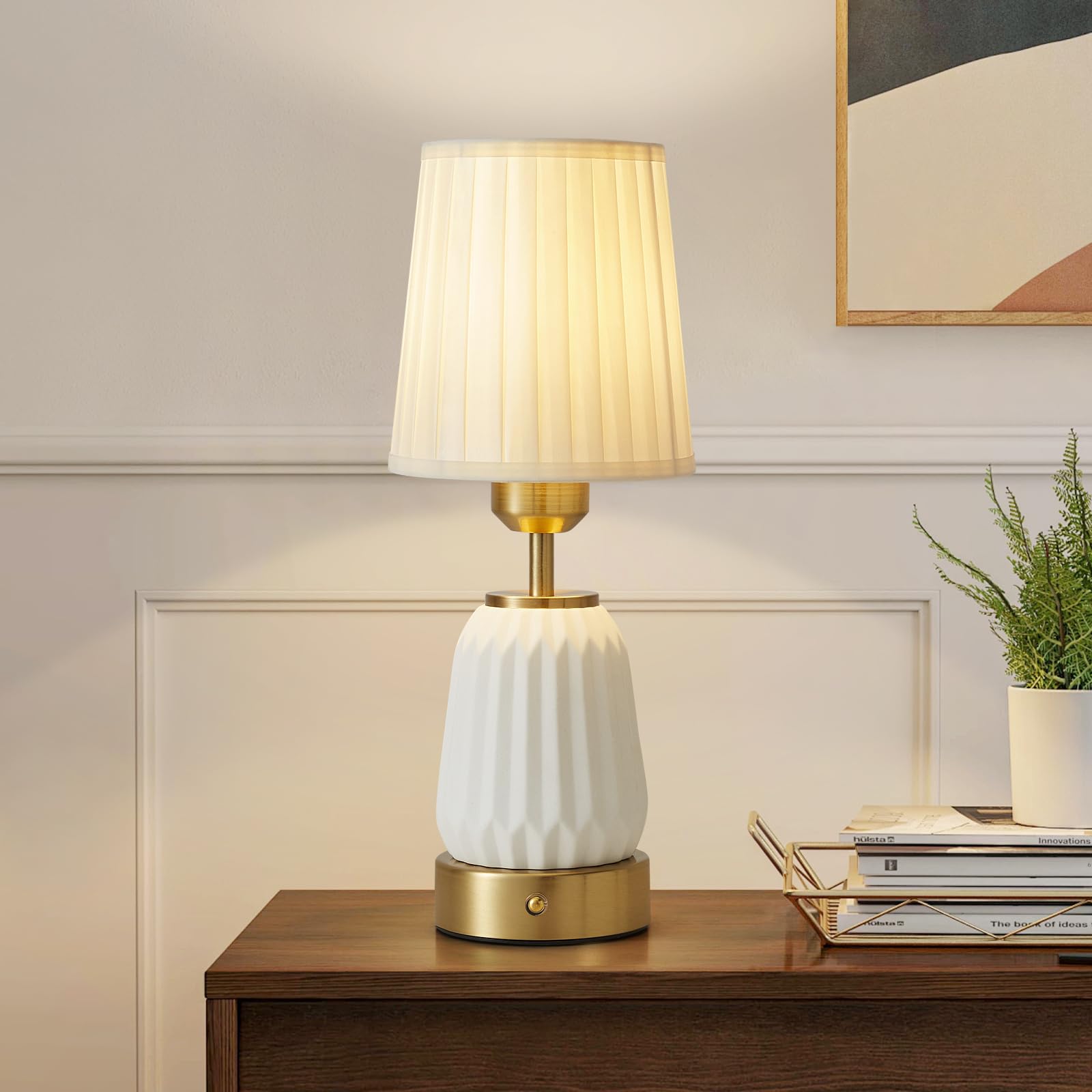 Photo 1 of *UNTESTED*
Powfloven Gold Modern LED Ceramic CordlessTable Lamps with Dimmer, Small Led Wireless Entryway End Rechargeable Battery Operated Beside Nightstand Lamp for Tabletop Living Room Bedroom Restaurant