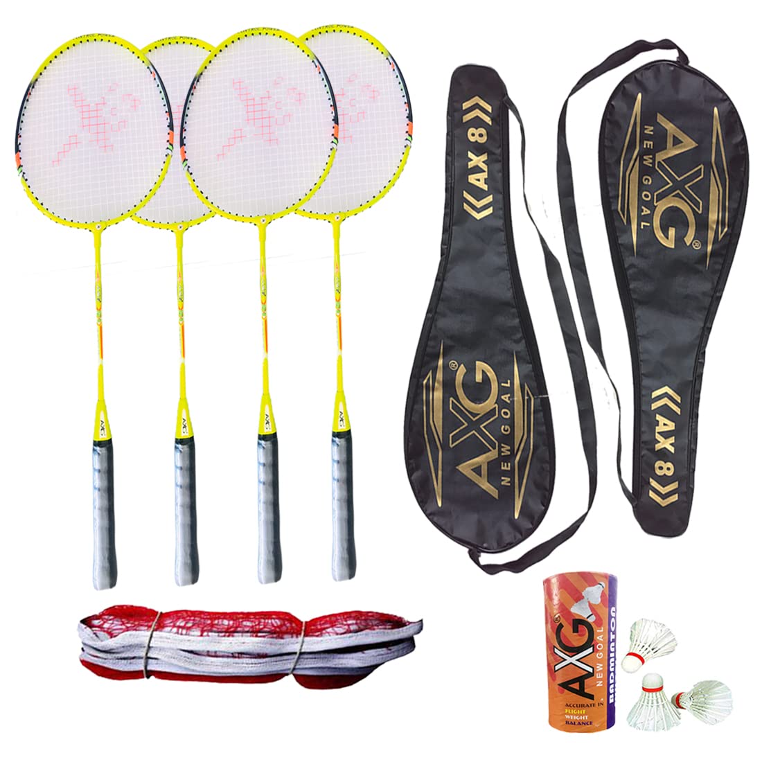 AXG NEW GOAL Robust Aluminium Badminton Set (4 Racquets, 3 Shuttles, Net and 2 Covers) Badminton Kit (Green) (B0B3TJ7Y7M) Amazon Price History, Amazon Price Tracker
