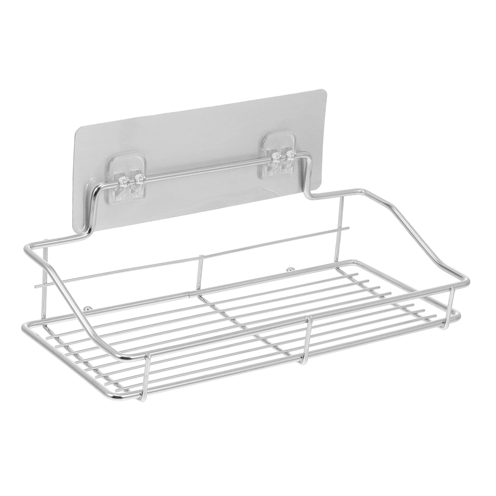 Unomor 1Set Wall Mounted Toiletry Storage Holder Stainless Steel Bathroom Kitchen Shelf Rack Silver Design for Easy Organization and Drainage Space Saving