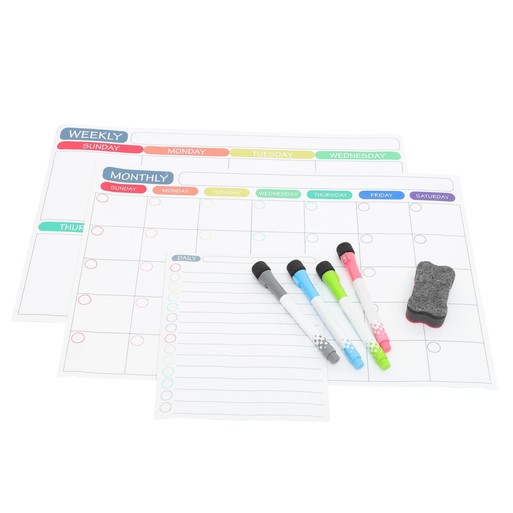 Lurrose 3sätze Magnetisches Whiteboard Für Kühlschrank Abwischbare Wochen Und Monatsplaner Mit Magneten Inklusive Monat Woche Stifte Und Radierer Für Familienorganisation