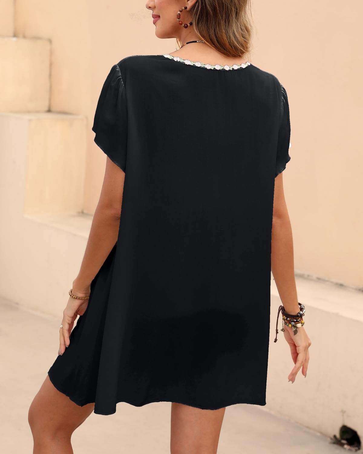 AK Mexican Embroidered Dress for Women Mini Boho Dresses - Image 4