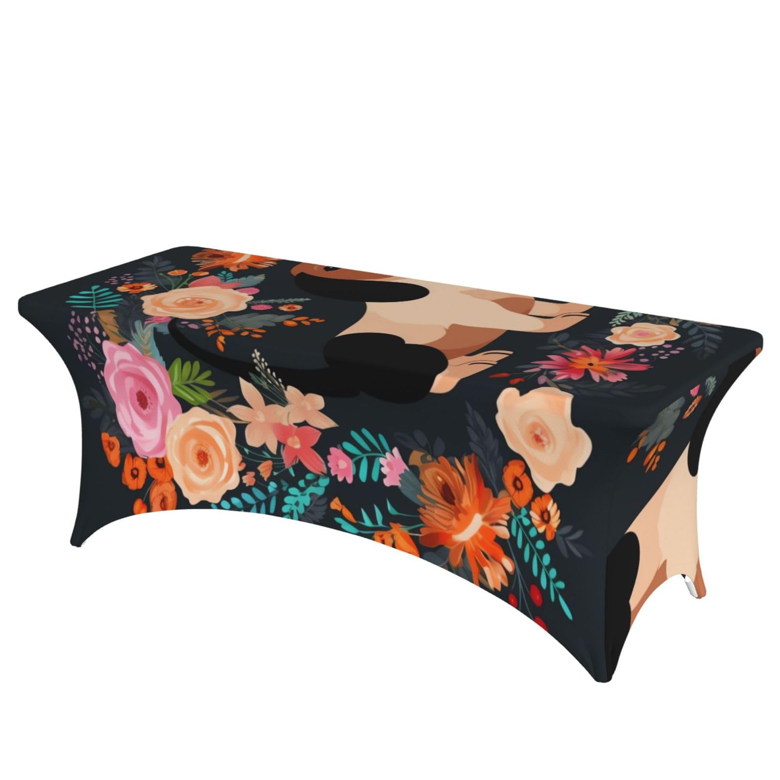 Nappe extensible sans pli pour table 1,8 m à motif floral teckel