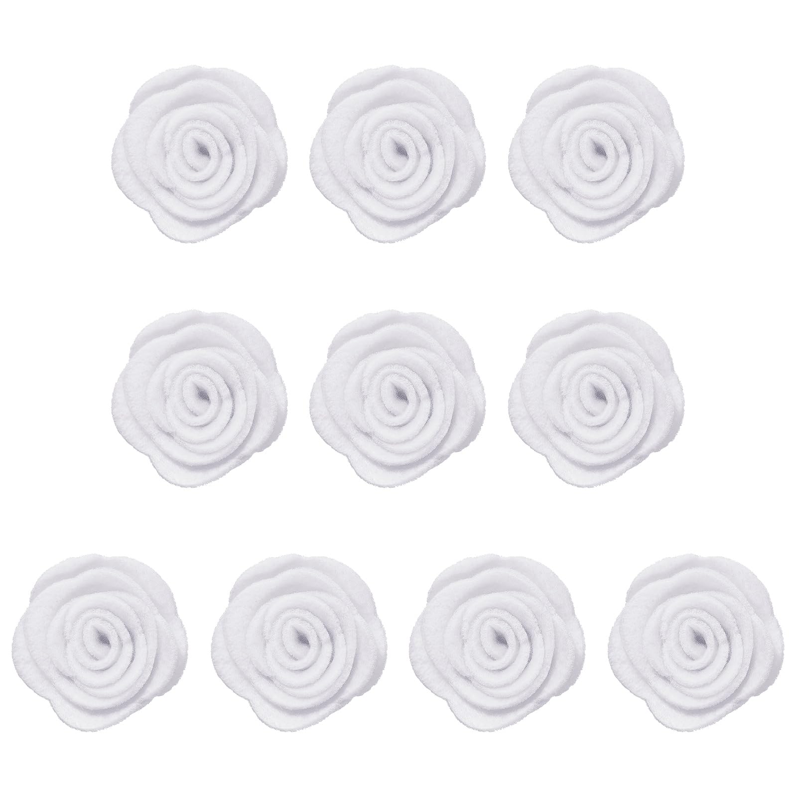 Photo 1 of uxcell 10Pcs Felt Fabric Flowers Embellishments, 1.57" Nonwoven Camellia Sewing Appliques Ornament Artificial Flower Heads for DIY Wedding Party Scrapbook Hair Decorations, White