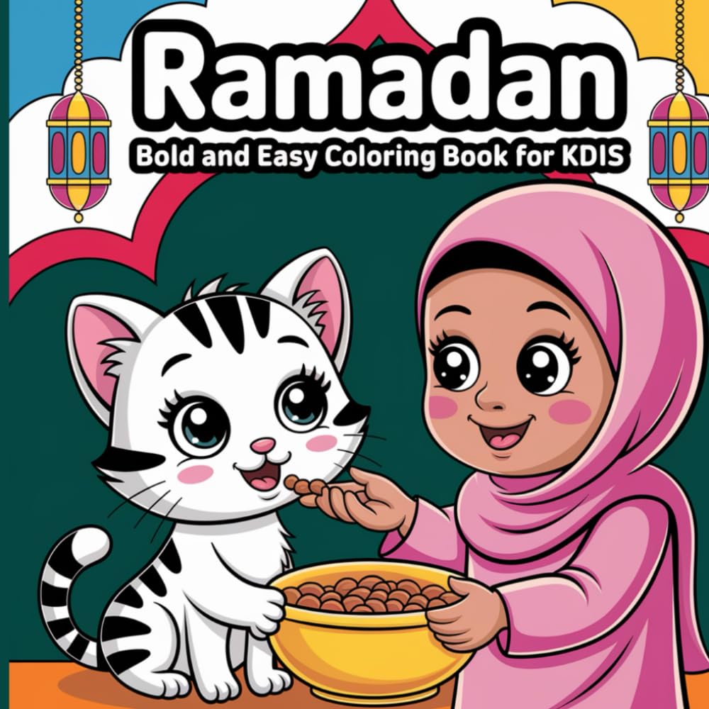 Bold and Easy Ramadan: Simple, Clear Designs Celebrating The Holy Month Featuring Large Pictures Of Mosques, Lanterns, Joyful Eid Themes Coloring Book For Kids
