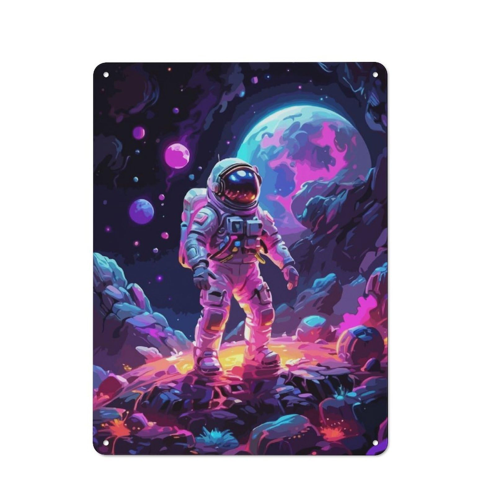 Junmoney Astronaut Explore Planet Retro Tin Sign 40X30cm For Bar Or Restaurant, For Collectors Of Retro Metal Wall Decor