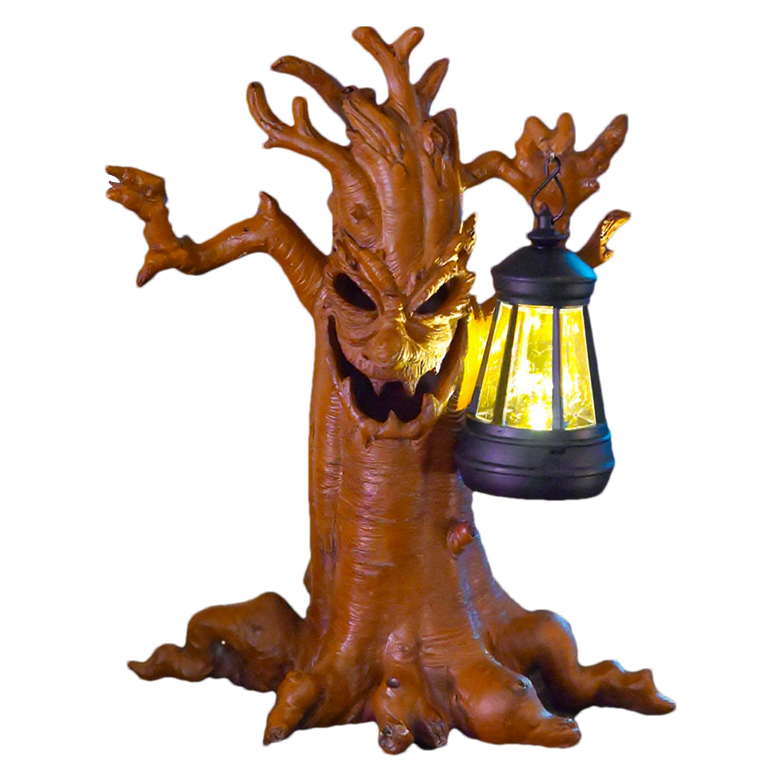 Statues arbre Halloween extérieur avec lanterne solaire pour décor de maison hantée