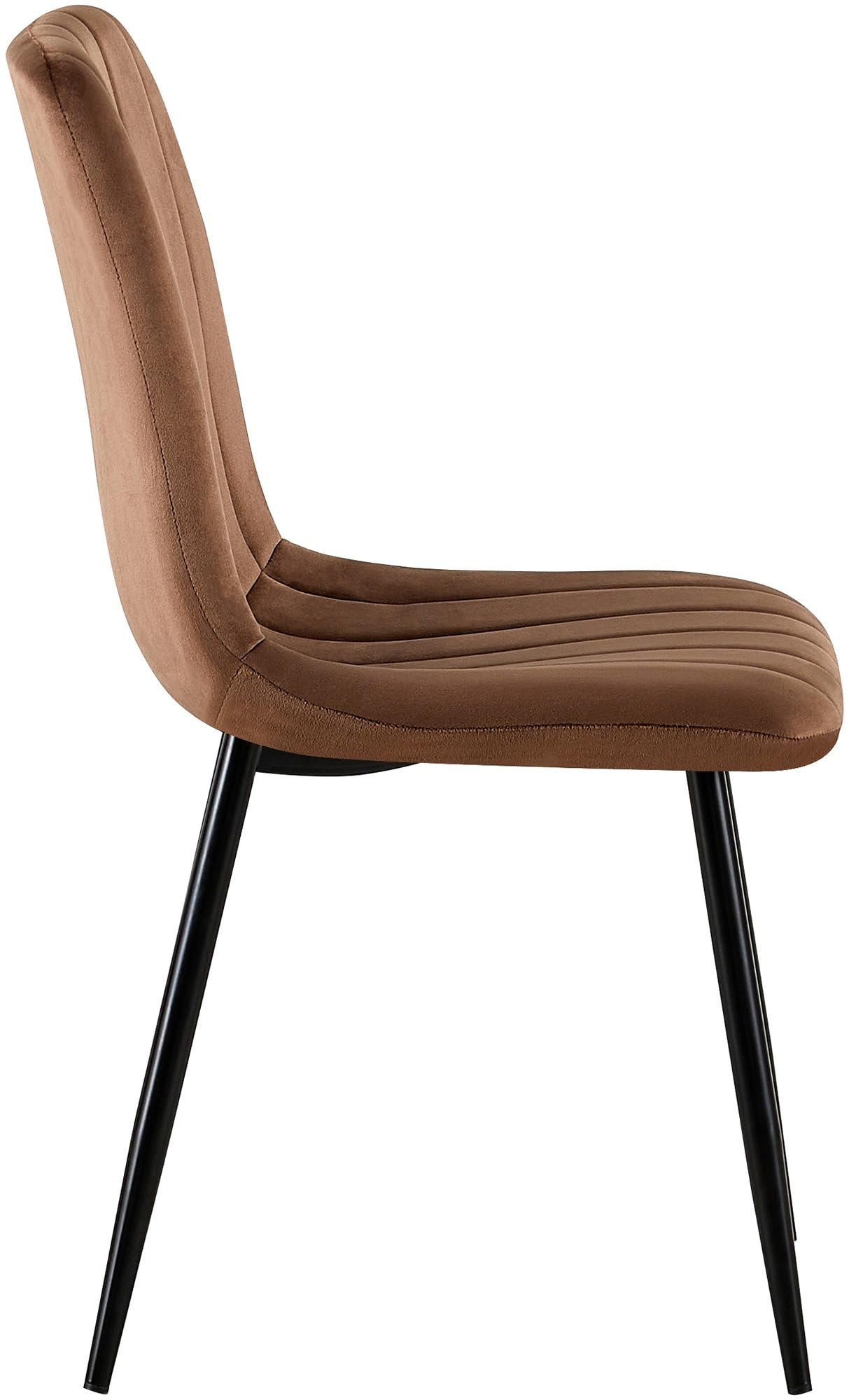 CLP Esszimmerstuhl gepolstert Dijon, mit Ziernähten & Bodenschonern, bequemer Polsterstuhl für Esszimmer & Küche, belastbar bis 150 kg Farbe braun Material Samt