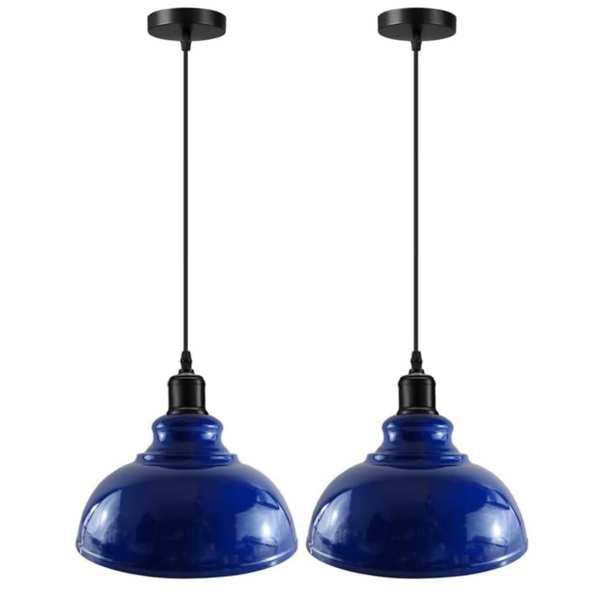 LEDSone Pendant Light Fitting Industrial 95cm Height Adjustable Metal E27 Holder Ceiling Hanging Pendant Lighting for Living Room Bed Room Dining Room Kitchen Hall Ways (Navy Blue - 2 Pack) — image 1
