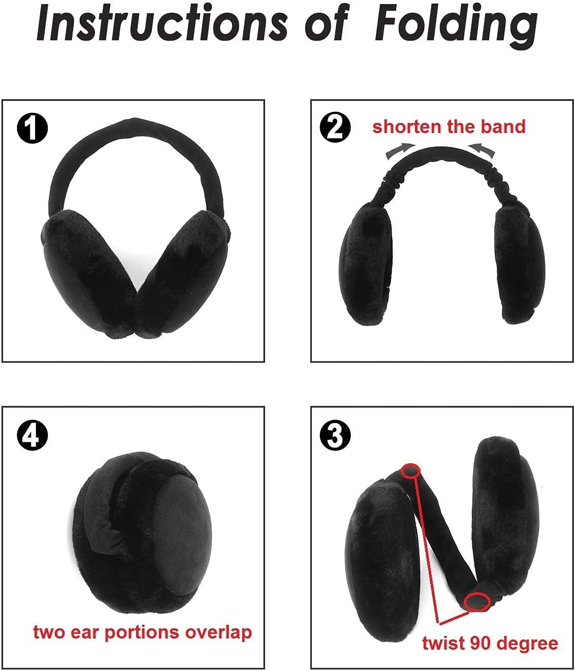 F Flammi Premium Earmuffs for Women Winter Foldable & Adjustable Ear Warmers Thermal Ear Covers - Image 7