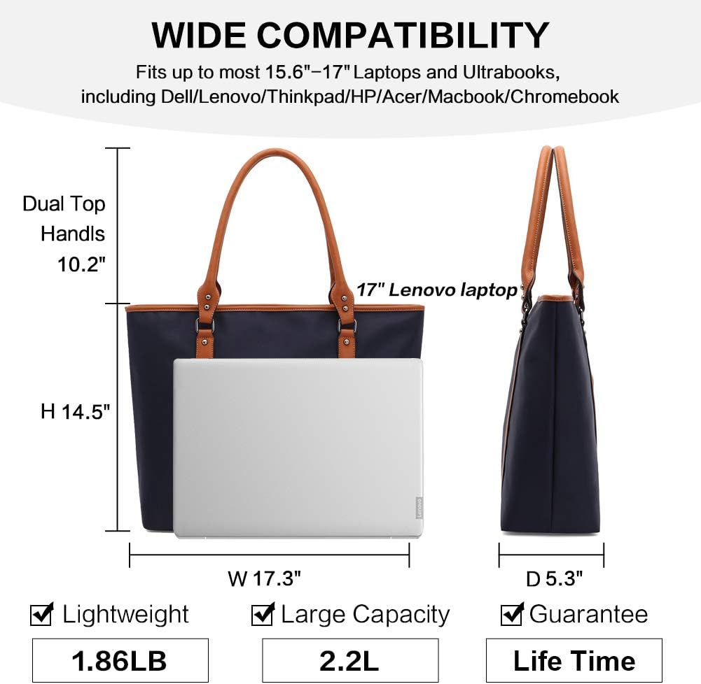 Exсluѕіvе Dіѕсоunt 60% Prісе Laptop Bag 15.6 17 Inch Laptop Bag for Women Nylon Work Tote Bag Water-repellent Briefcase Large Teacher Bag Lightweight School Bags for College Students Office Ladies