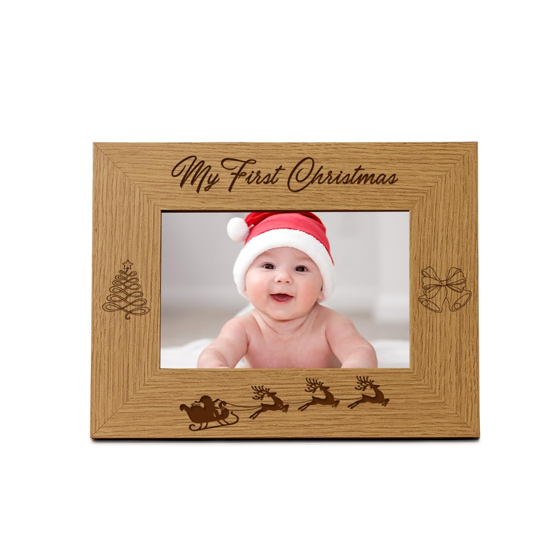 My First Christmas Wooden Photo Frame Baby Gift (5 x 7 inch)