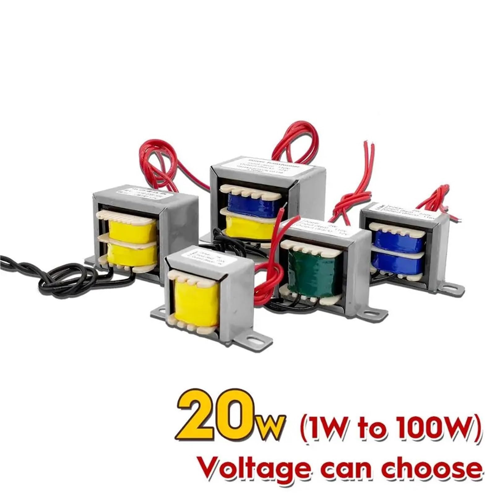 1 szt. EI 20 W Typ połączenia kablowego Transformator mocy 20 VA Napięcie 220 V/380 V/110 V do 6 V/9 V/12 V/15 V/18 V/24 V/110 V podwójne wyjście (220 V pojedyncze wyjście, AC24V)