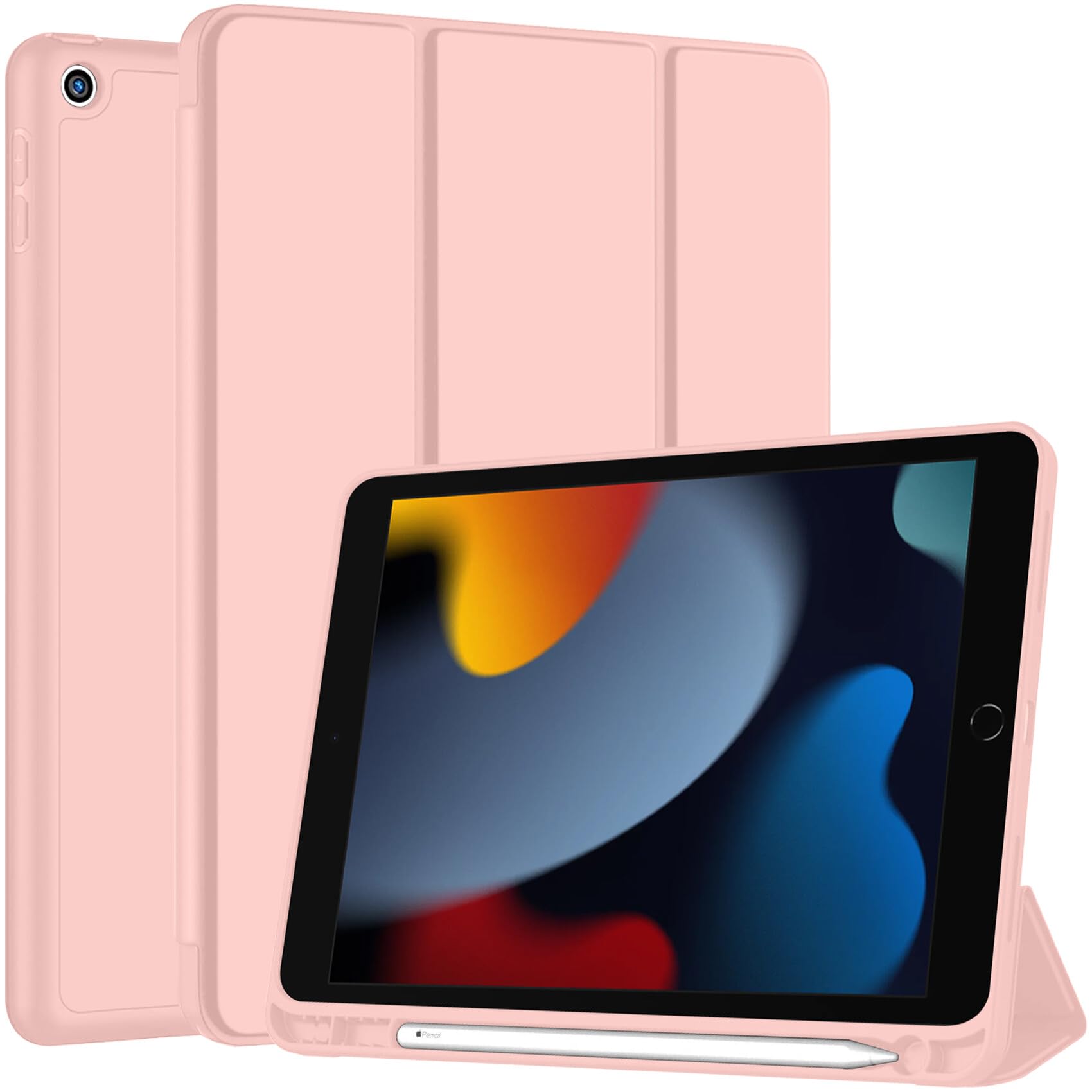Robustrion Cover for iPad 9th Generation Cover Case with Pencil Holder for Apple iPad 10.2 inch/iPad 9th 7th 8th Generation Smart [Soft and Flexible] Flip Stand Case [Auto Sleep/Wake Support] - Pink-image-23