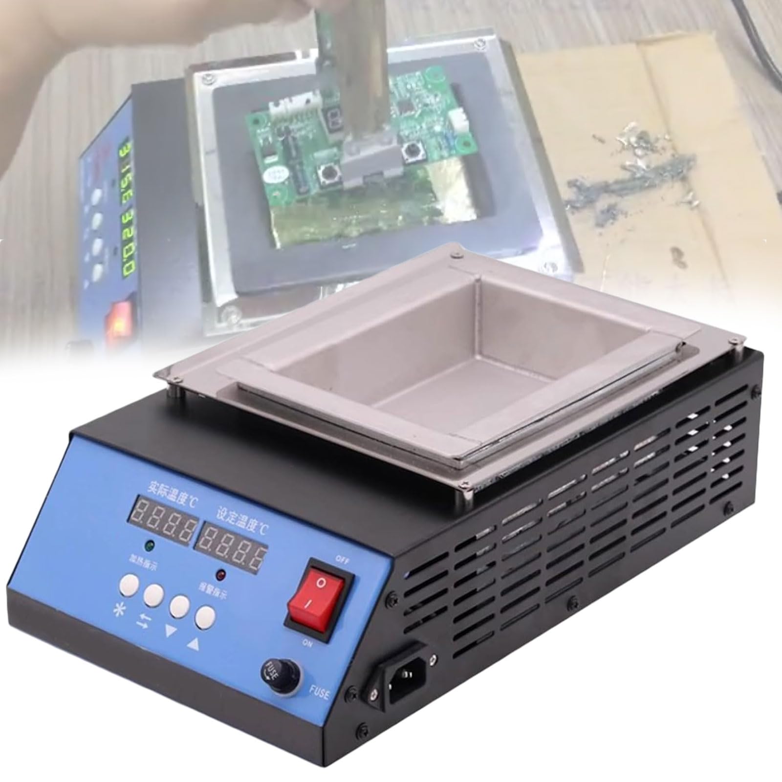 Eoweiot Solder Melting Pot, 1000W Lead-Free Titanium, 5700g Capacity, Adjustable 30-400℃, Stainless Steel Soldering Bath for Welding