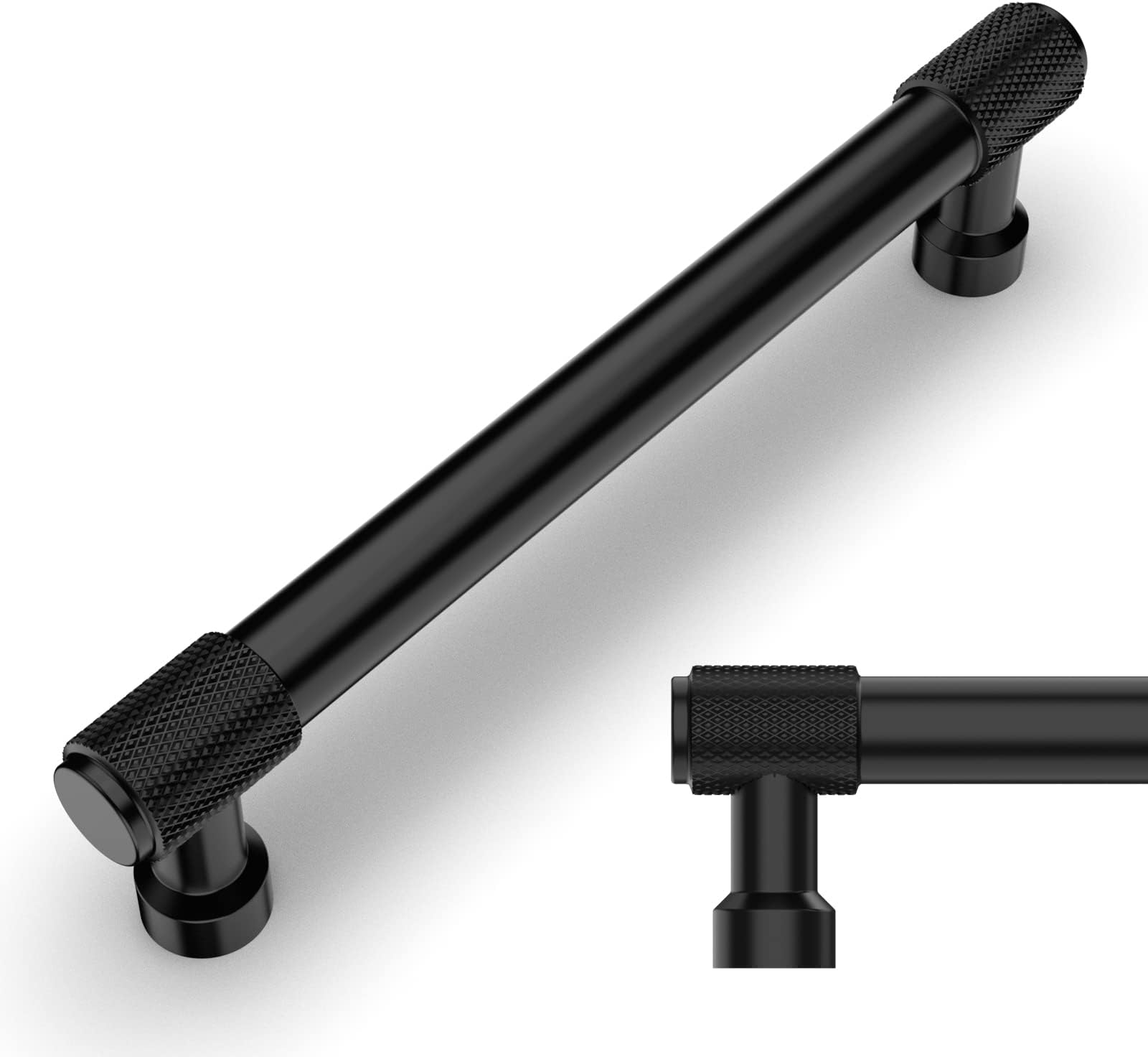 Amerdeco 10 Pack Matte Black Knurled Pulls 5 Inch(128mm) Hole