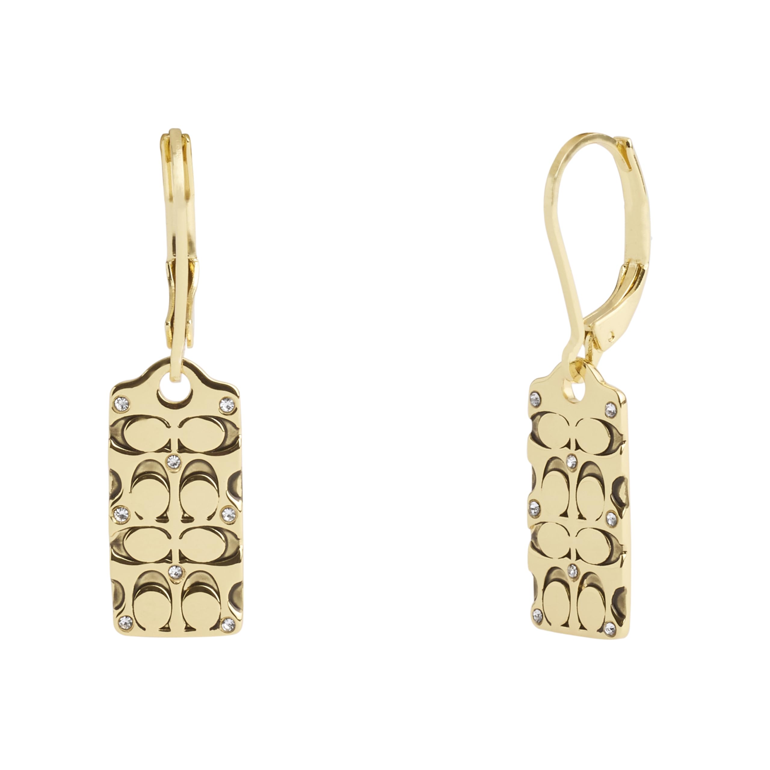 CoachQuilted C Tag Drop Earrings