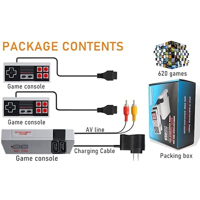 Retro Game Console, GAMENEXT Classic Mini Video Game Consoles Built-in with 620 Games Dual Players Mode Console with 2 Controllers Handheld Games for Kids & Adults