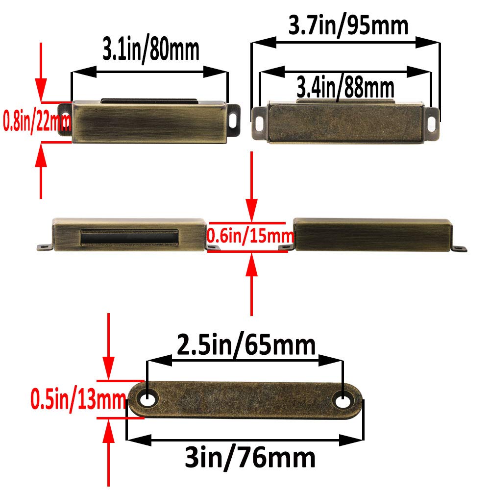 Heavy Duty Magnetic Door Catches (2 Pack) | 70 Lbs Stainless Steel Cabinet Latches For Furniture, Shutters, Closets - View #2