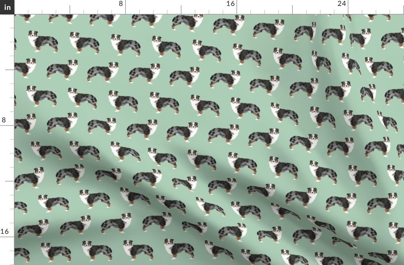 Spoonflower Fabric - Australian Shepherds Dogs Mint Aussie Cute Sweet Breeds Shepherd Printed on Organic Cotton Sateen Fabric by The Yard - Sewing Quilting Apparel Home Decor