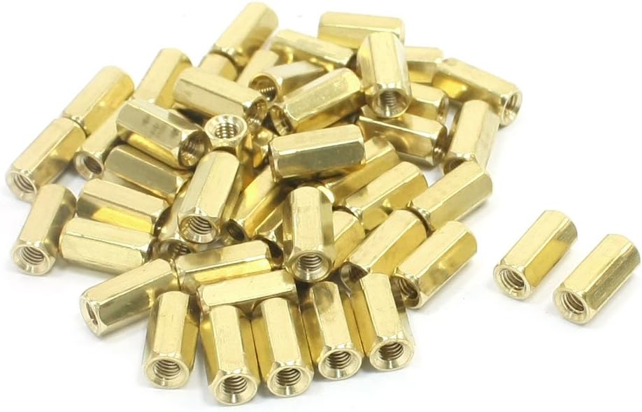Uxcell50 Piece M3 x 10 mm Female Thread Brass Pillar Hexagon Nut Standoff Spacer