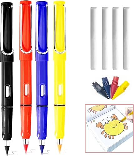 Lápices de colores Infinity - Lápices de colores reutilizables con borradores y puntas de repuesto, lápices de colores para siempre, suministros de