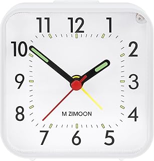 Réveil Analogique Silencieux Petite Réveil De Voyage Sans Tic-Tac Silencieux De Table avec Veilleuse Fonction Snooze Réveil à Pilesl Grand écran De Bureau pour Chambre à Coucher Bureau (Blanc)